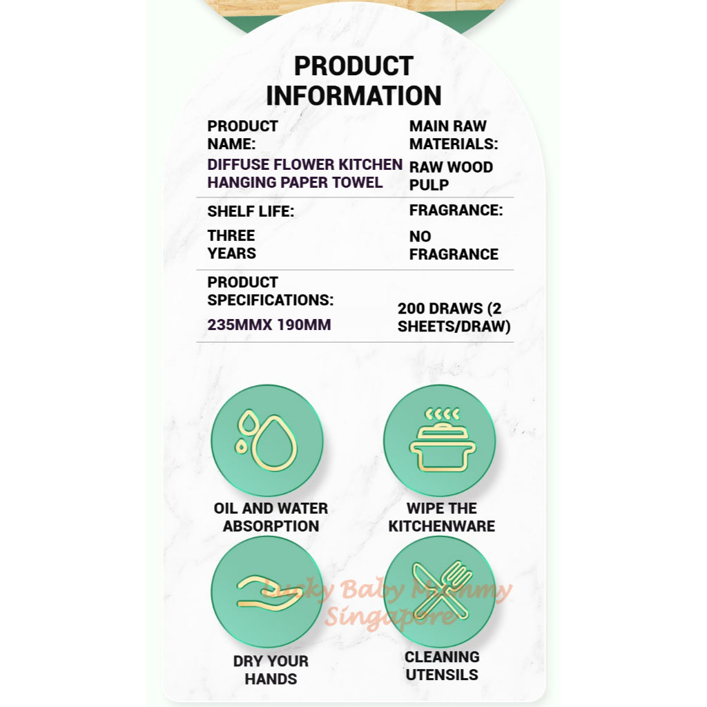 【4 Packs / Box】ManHua 2-Ply 200 Sheets Kitchen Towel Paper / Hanging Paper Towel / Wall-Mounted Napkin