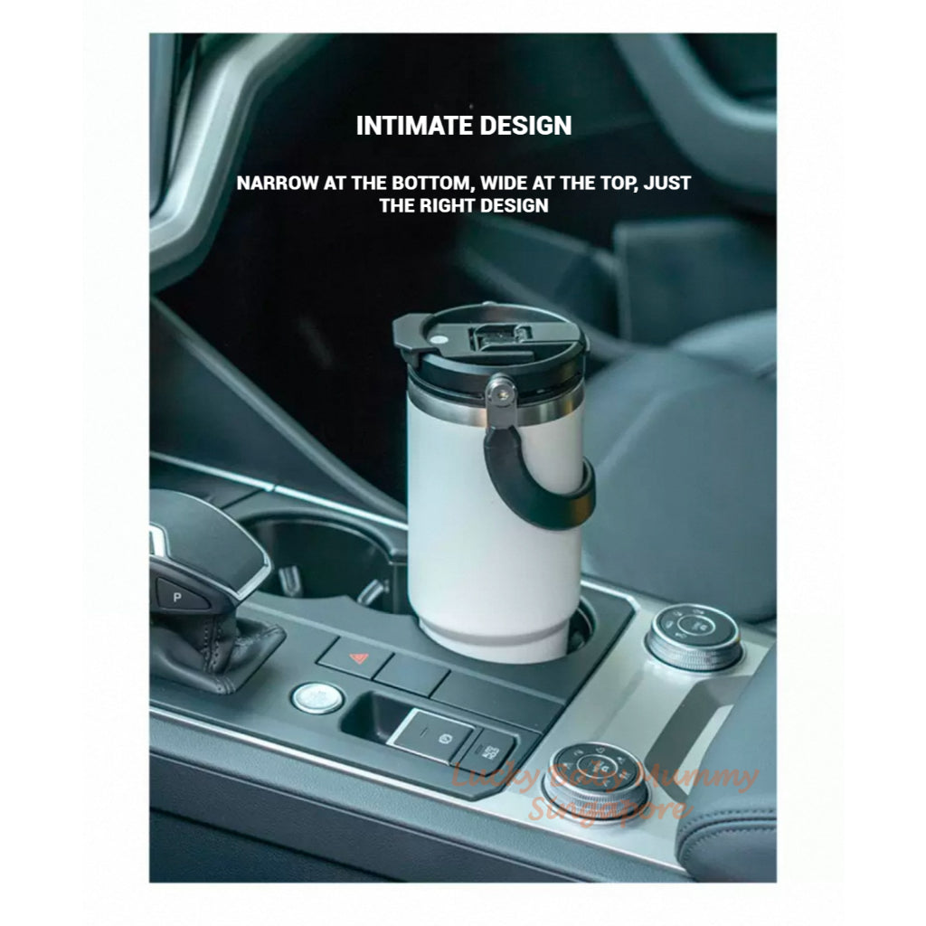 TYESO Thermal Tumbler / Portable Stainless Steel Waterbottle / Flask Cup with Straw / Water Bottle with Handle