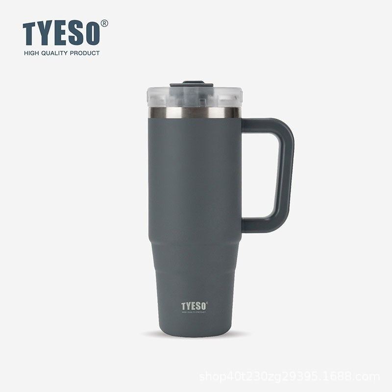 TYESO Thermal Tumbler with Handle /304 Stainless Steel Waterbottle / Flask / Cup With Straw/40oz Large Water Bottle