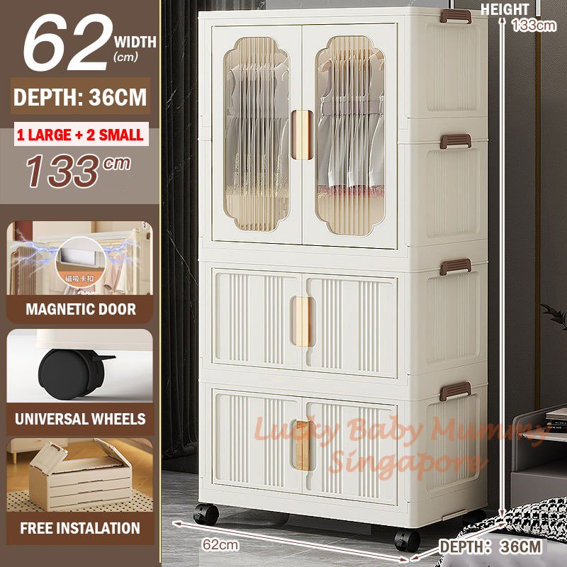 Double Door Wardrobe with Collapsible Cabinet