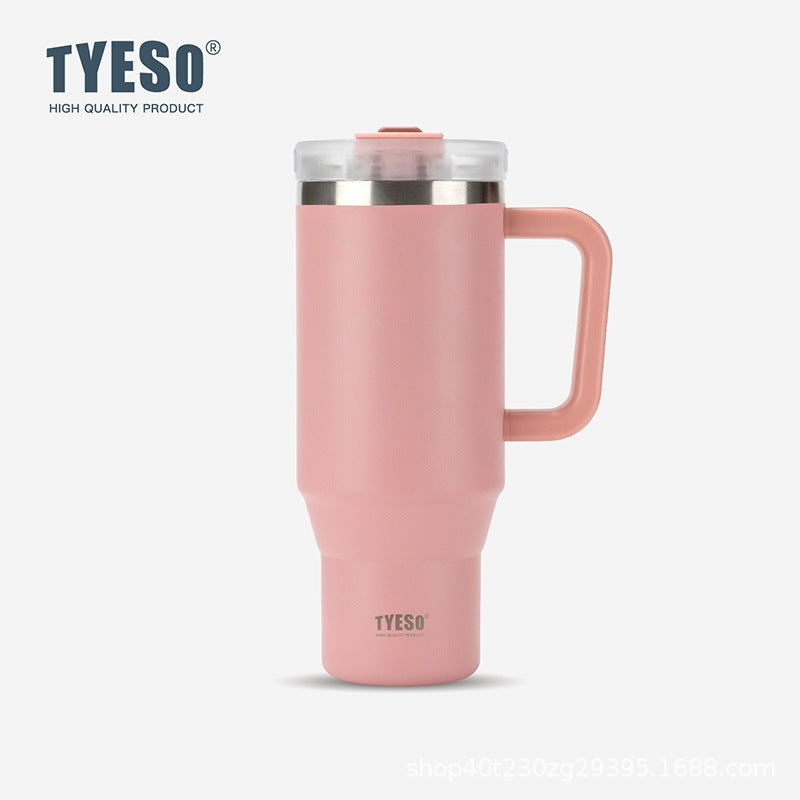 TYESO Thermal Tumbler with Handle /304 Stainless Steel Waterbottle / Flask / Cup With Straw/40oz Large Water Bottle