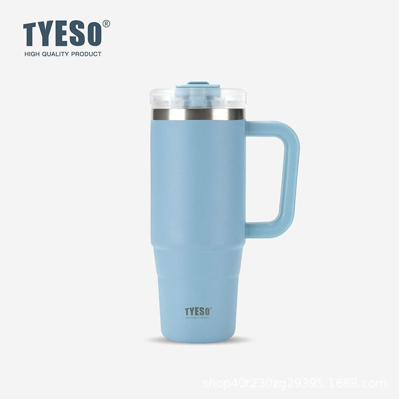 TYESO Thermal Tumbler with Handle /304 Stainless Steel Waterbottle / Flask / Cup With Straw/40oz Large Water Bottle