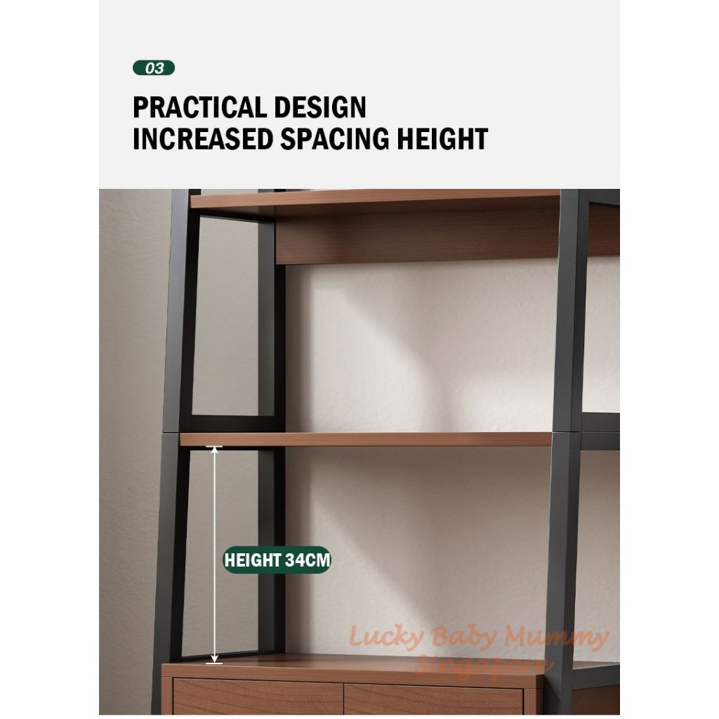 Steel Wood Bookshelf Wall Trapezoid Storage Rack