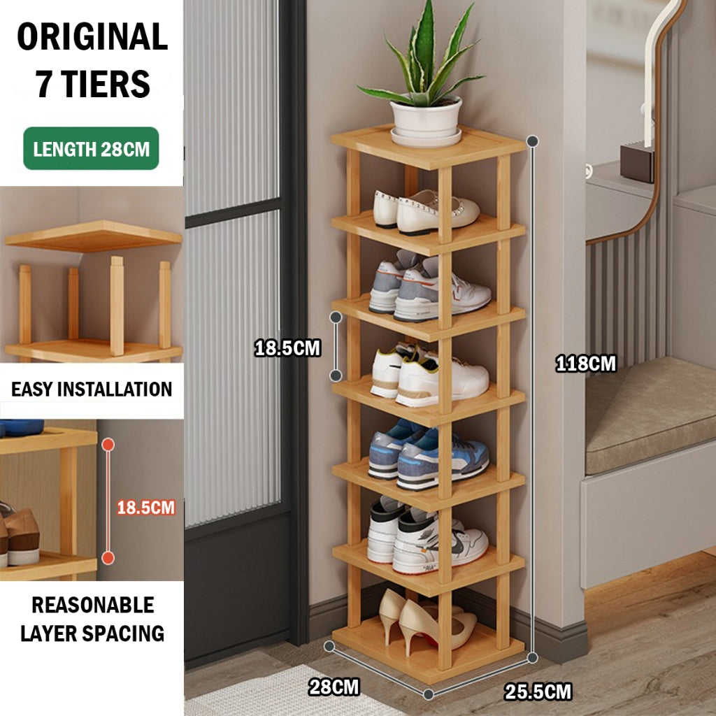 Stackable Bamboo Doorway Shoe Rack
