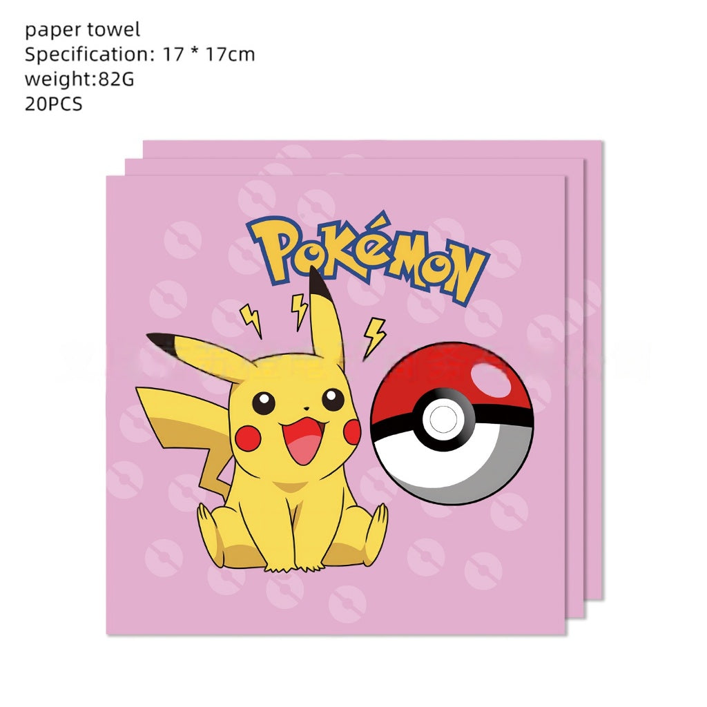 【Pink Series】Pokemon Party Supplies / Pokemon Theme Party Decoration / Event Kit / Birthday Ornament