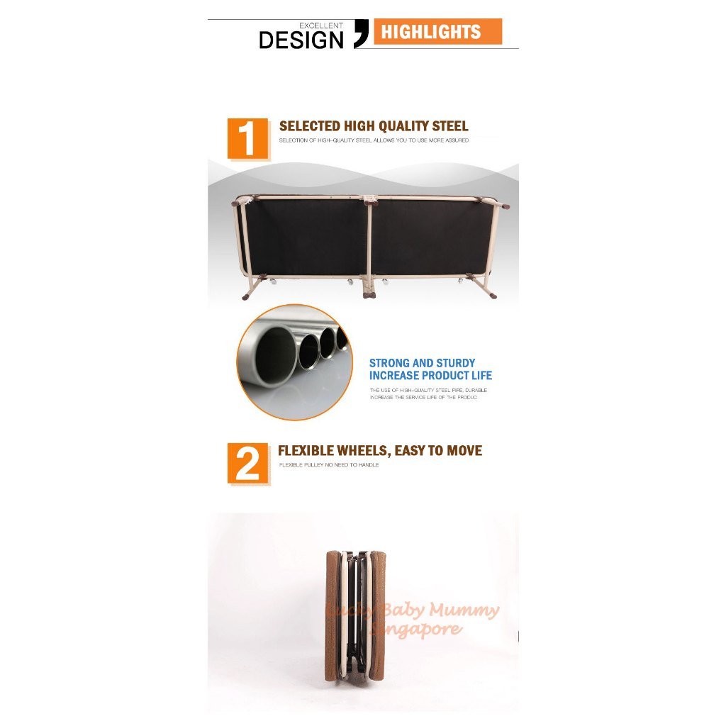 Foldable Single Bed with Adjustable Backrest