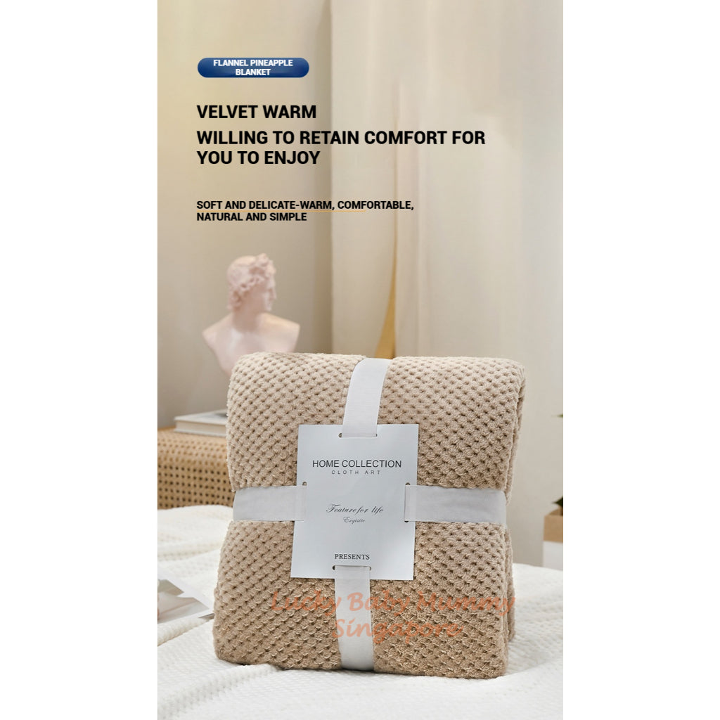 Solid Color Flannel Blanket / Thickened Luxury Waffle Blanket / Living Room Sofa Soft Blankets