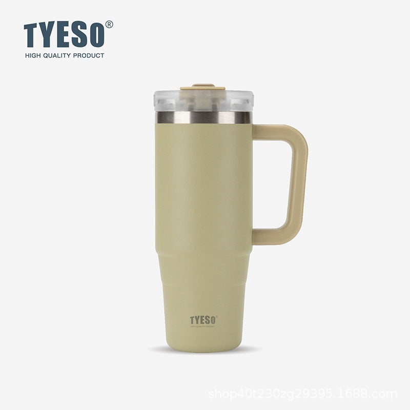 TYESO Thermal Tumbler with Handle /304 Stainless Steel Waterbottle / Flask / Cup With Straw/40oz Large Water Bottle