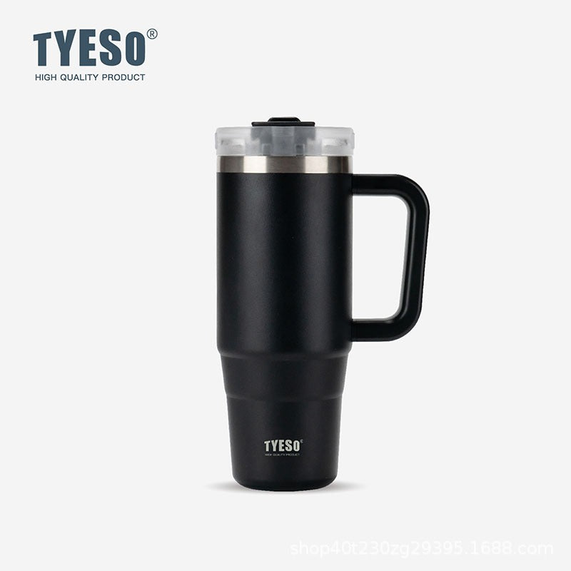 TYESO Thermal Tumbler with Handle /304 Stainless Steel Waterbottle / Flask / Cup With Straw/40oz Large Water Bottle