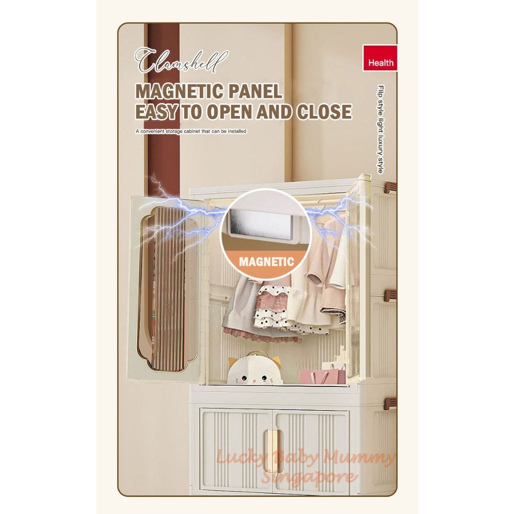 Double Door Wardrobe with Collapsible Cabinet