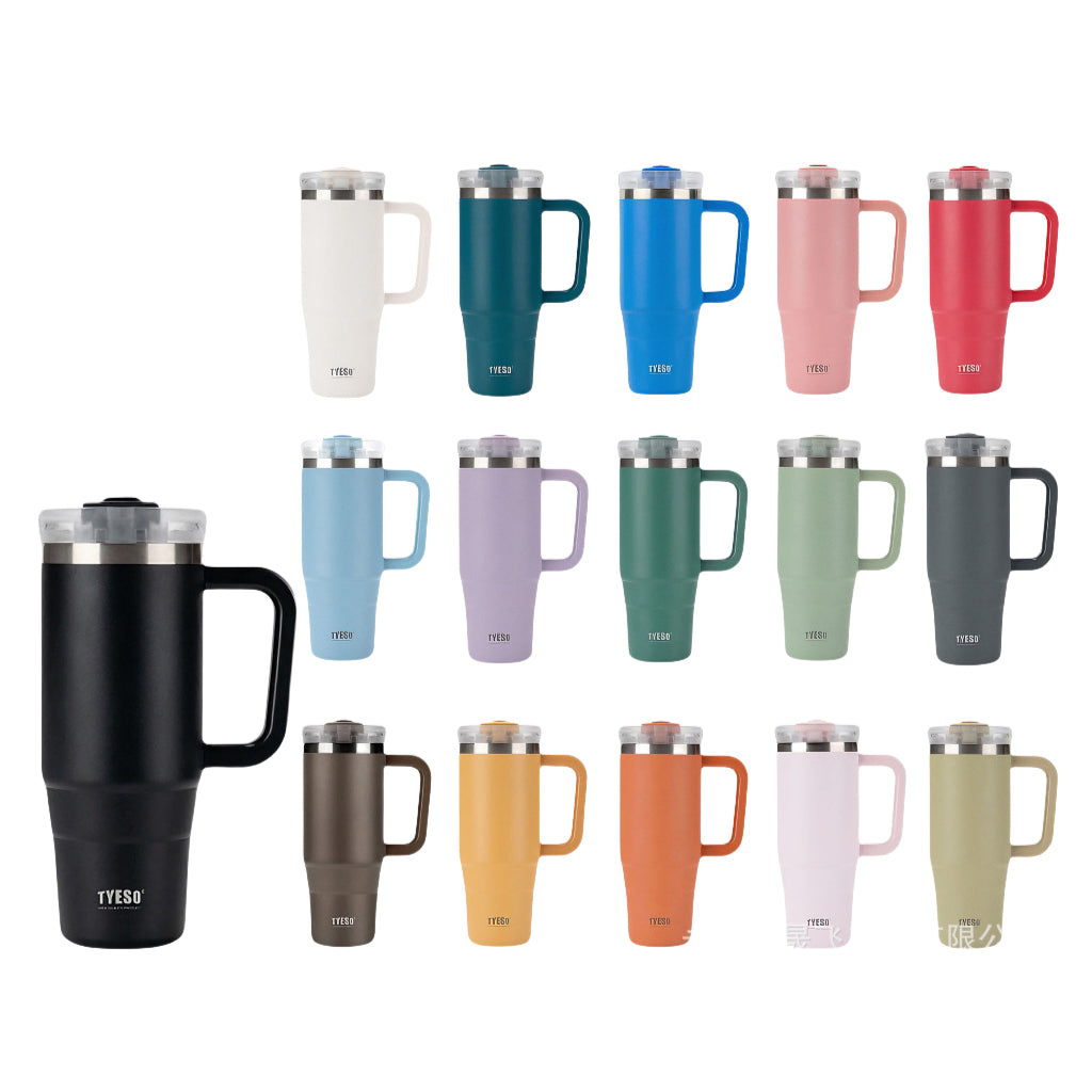 TYESO Thermal Tumbler with Handle /304 Stainless Steel Waterbottle / Flask / Cup With Straw/40oz Large Water Bottle