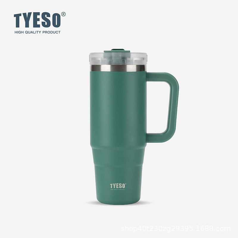 TYESO Thermal Tumbler with Handle /304 Stainless Steel Waterbottle / Flask / Cup With Straw/40oz Large Water Bottle