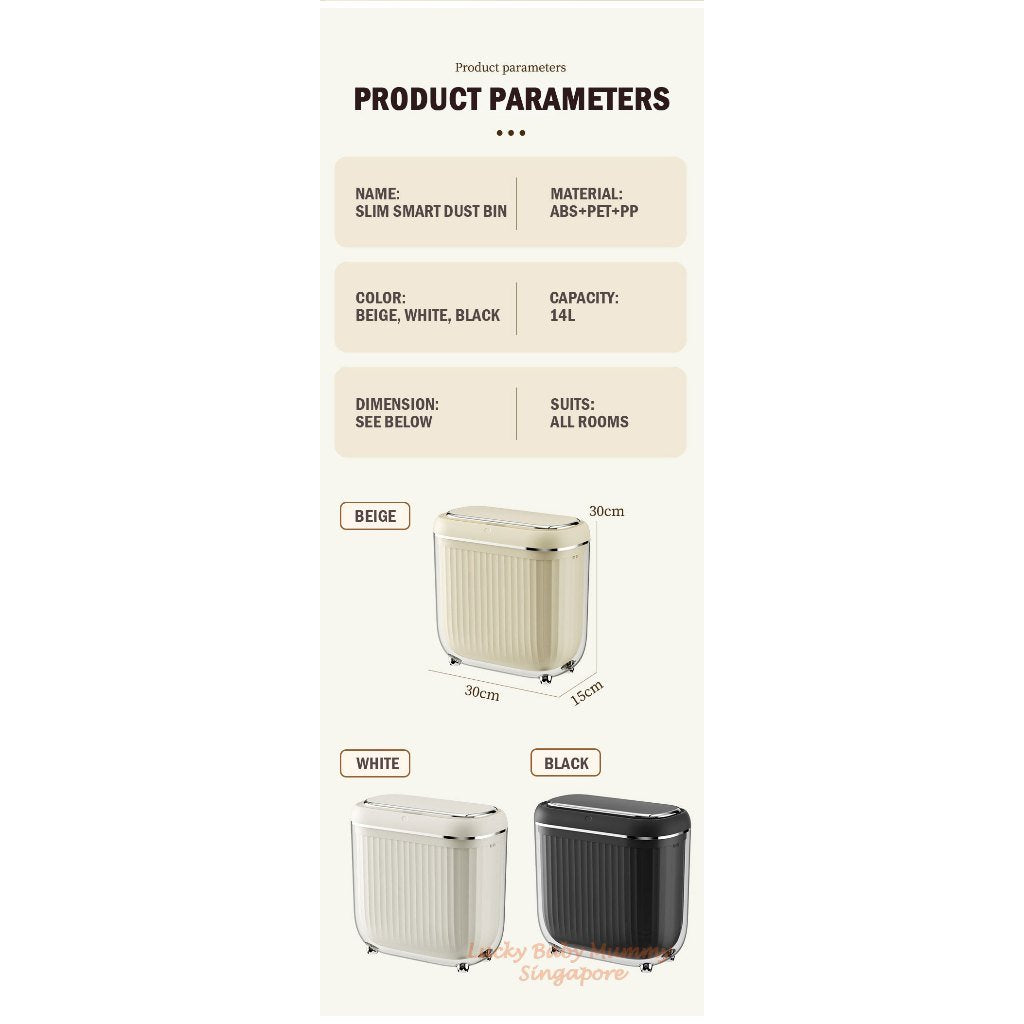 Slim Smart Sensor Dustbin with PET Barrel