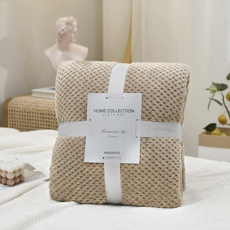 Solid Color Flannel Blanket / Thickened Luxury Waffle Blanket / Living Room Sofa Soft Blankets