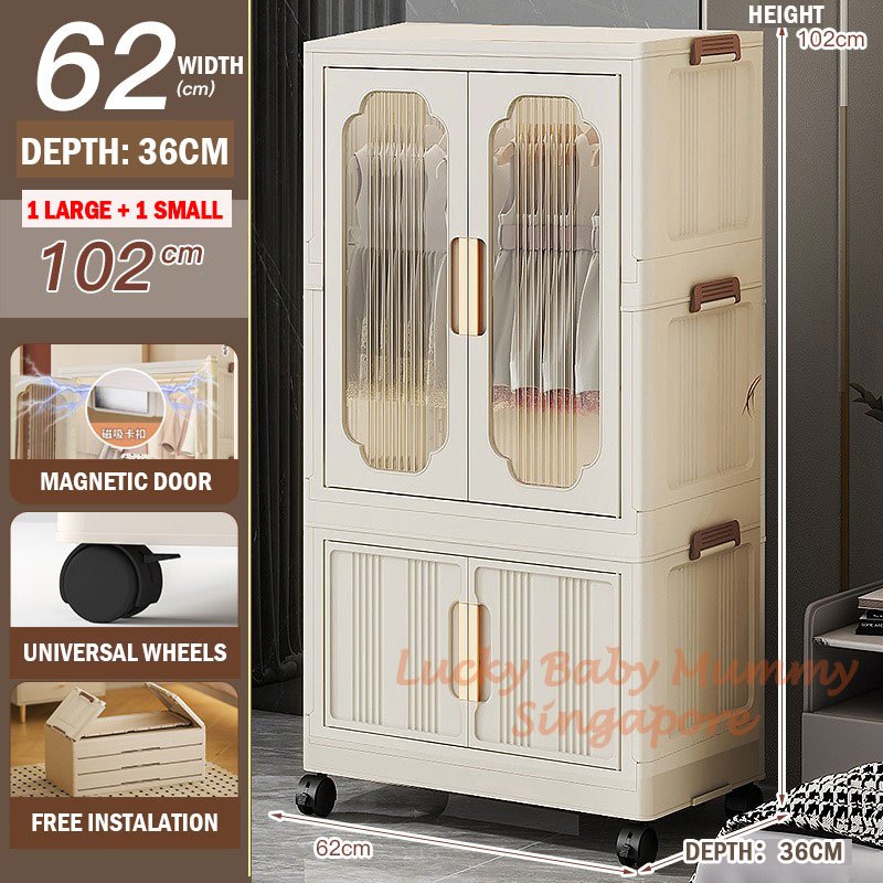Double Door Wardrobe with Collapsible Cabinet
