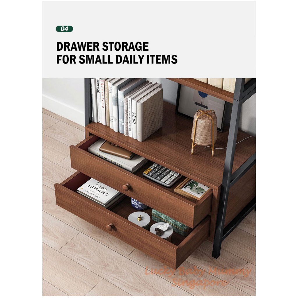 Steel Wood Bookshelf Wall Trapezoid Storage Rack