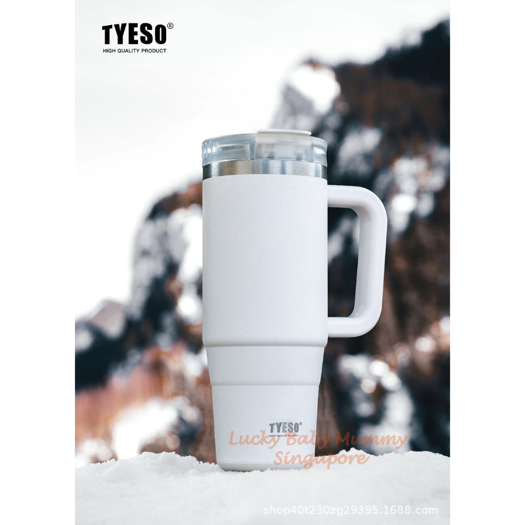 TYESO Thermal Tumbler with Handle /304 Stainless Steel Waterbottle / Flask / Cup With Straw/40oz Large Water Bottle