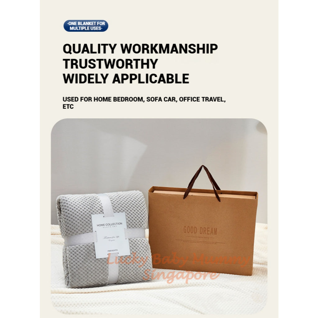 Solid Color Flannel Blanket / Thickened Luxury Waffle Blanket / Living Room Sofa Soft Blankets