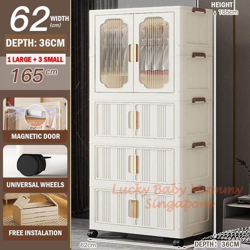 Double Door Wardrobe with Collapsible Cabinet