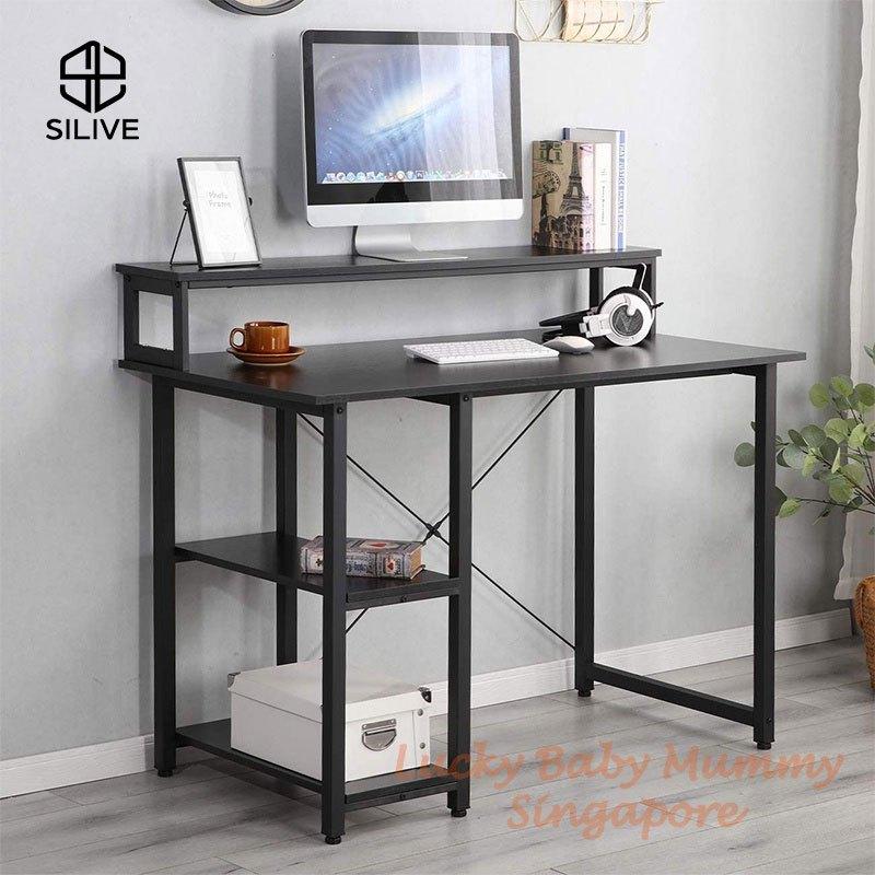 Double Layer Simple Style Table Minimalist Study Table with Bookshelf Computer Table PC Desk Furniture
