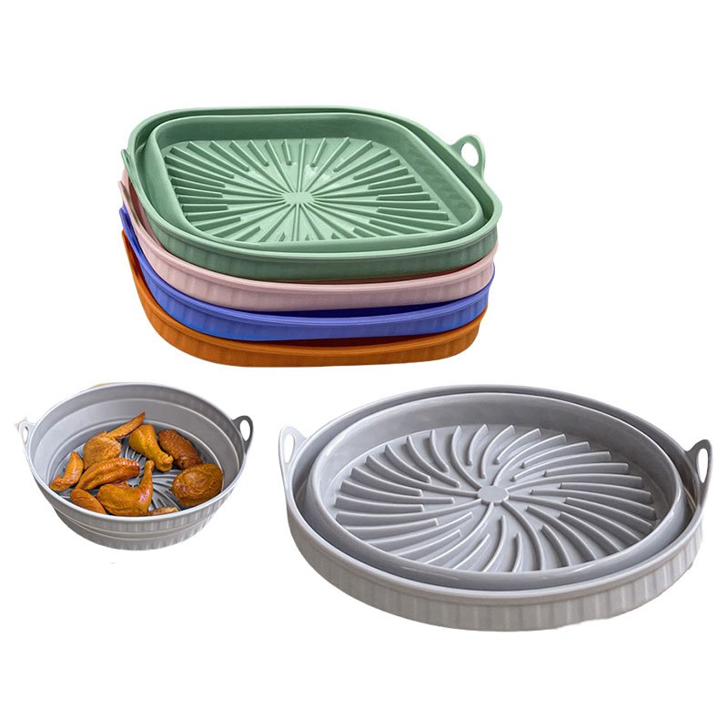 Foldable Silicone Air Fryer Mat / Foldable Airfryer Basket / Square And Round Baking Pan / Reusable Pot