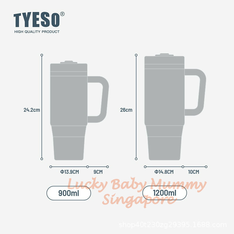 TYESO Thermal Tumbler with Handle /304 Stainless Steel Waterbottle / Flask / Cup With Straw/40oz Large Water Bottle