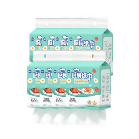 【4 Packs / Box】ManHua 2-Ply 200 Sheets Kitchen Towel Paper / Hanging Paper Towel / Wall-Mounted Napkin