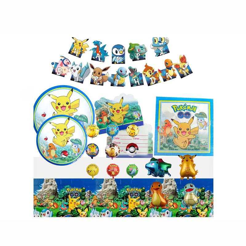 【Blue Series】Pokemon Party Supplies / Pokemon Theme Party Decoration / Event Kit / Birthday Ornament