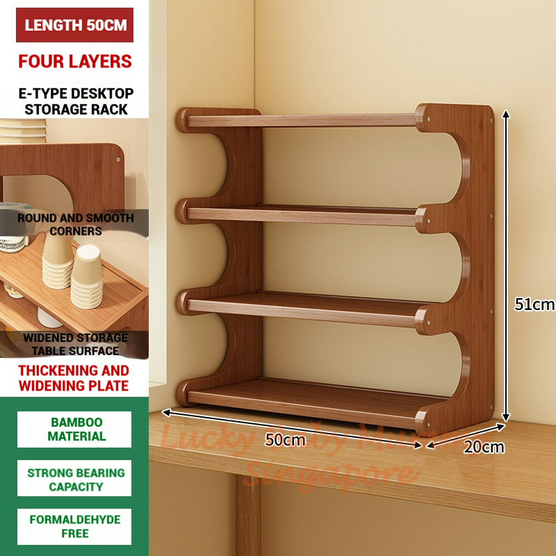 Multi-Layer Desktop Storage Rack Wood Bookshelf Kitchen Organizer Office & Home Cup Holder Shelf
