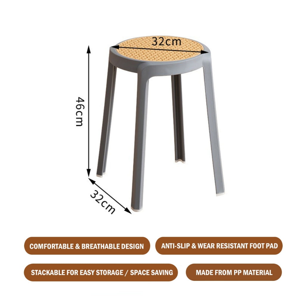 Minimalist Rattan Woven Plastic Stool