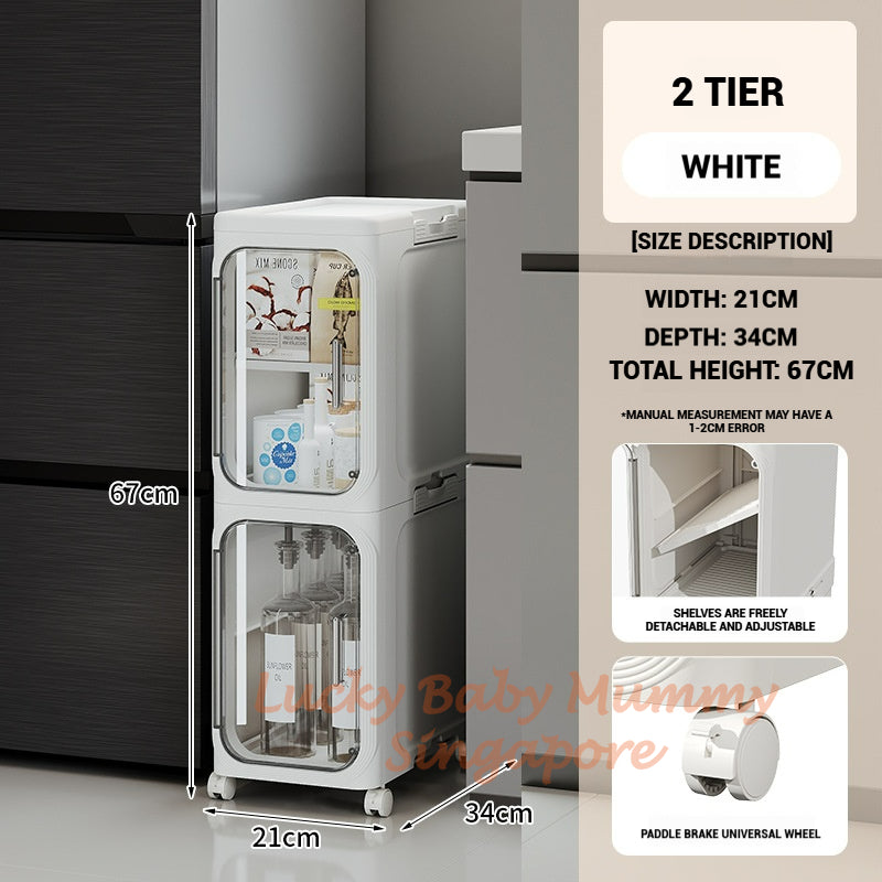 Narrow Space Multi-Layer Storage Cabinet, Compact Organizer for Bathroom, Kitchen, Laundry Room