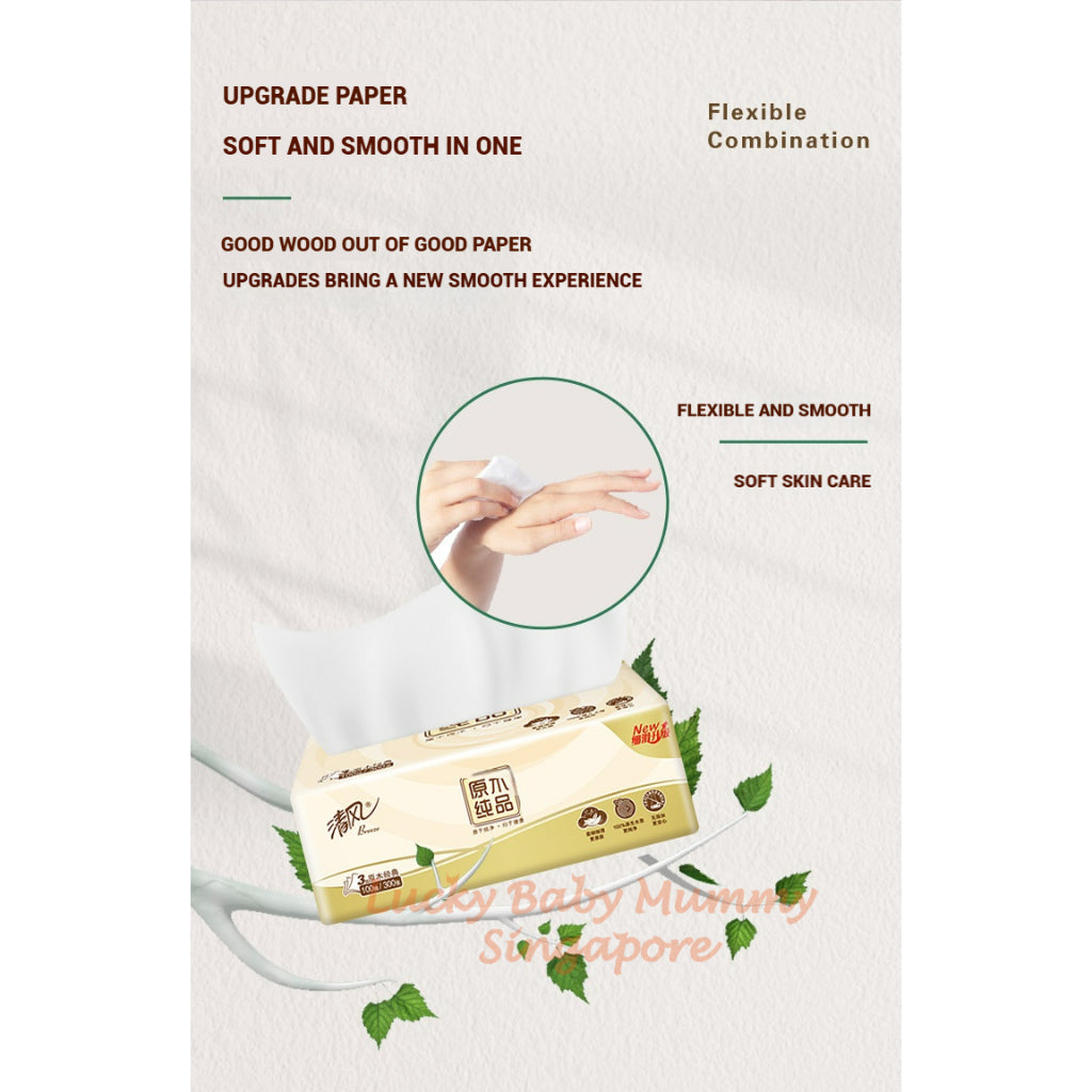 【48 Packs/Box】Breeze Drawing Tissue 3 Ply 100 Sheets Original Soft And Gentle Facial Tissue Paper