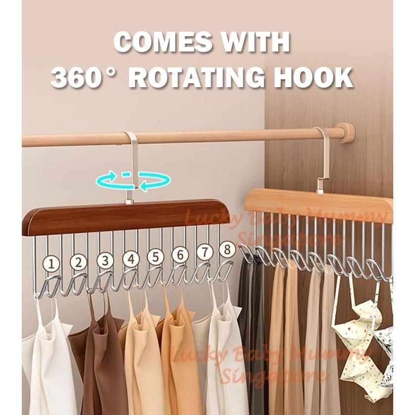 Wave Pants Hanger Multifunctional Wood Rotatable Hook Space Saving Hat Pants Sock Garment Storage Household