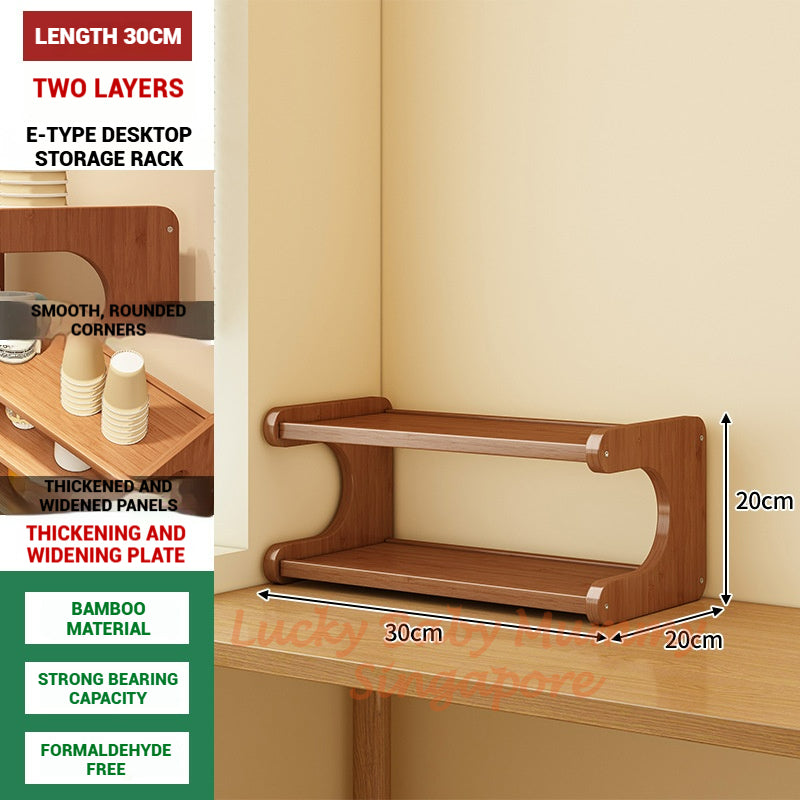 Multi-Layer Desktop Storage Rack Wood Bookshelf Kitchen Organizer Office & Home Cup Holder Shelf