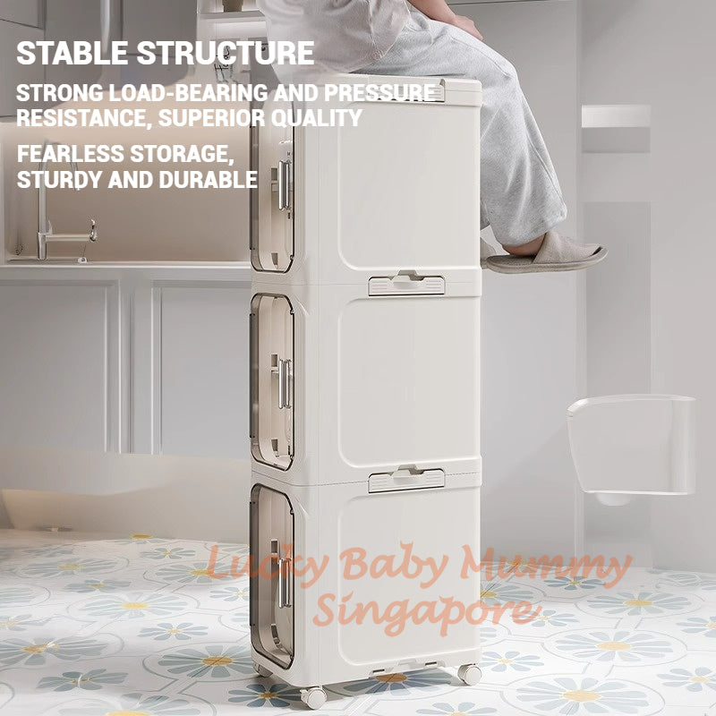 Narrow Space Multi-Layer Storage Cabinet, Compact Organizer for Bathroom, Kitchen, Laundry Room