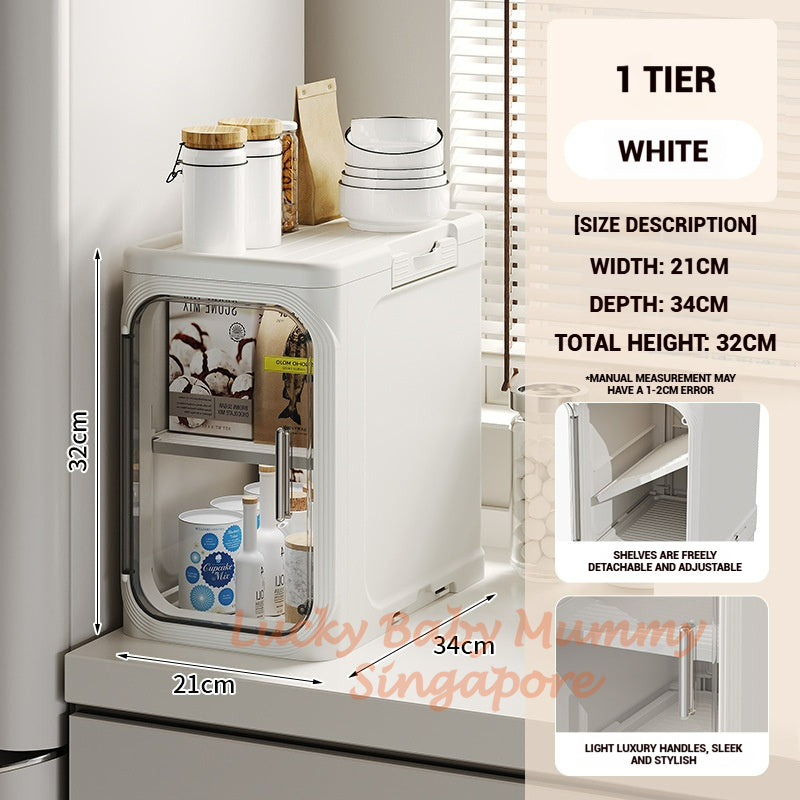 Narrow Space Multi-Layer Storage Cabinet, Compact Organizer for Bathroom, Kitchen, Laundry Room