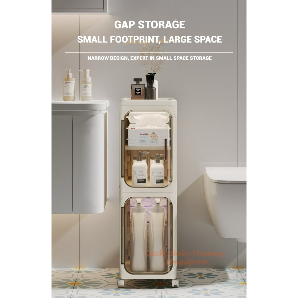 Narrow Space Multi-Layer Storage Cabinet, Compact Organizer for Bathroom, Kitchen, Laundry Room