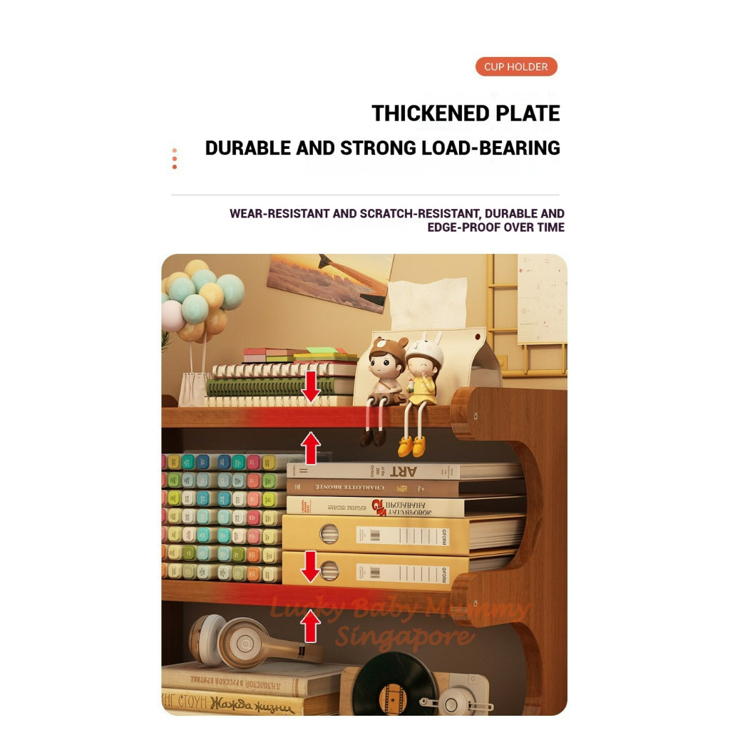 Multi-Layer Desktop Storage Rack Wood Bookshelf Kitchen Organizer Office & Home Cup Holder Shelf