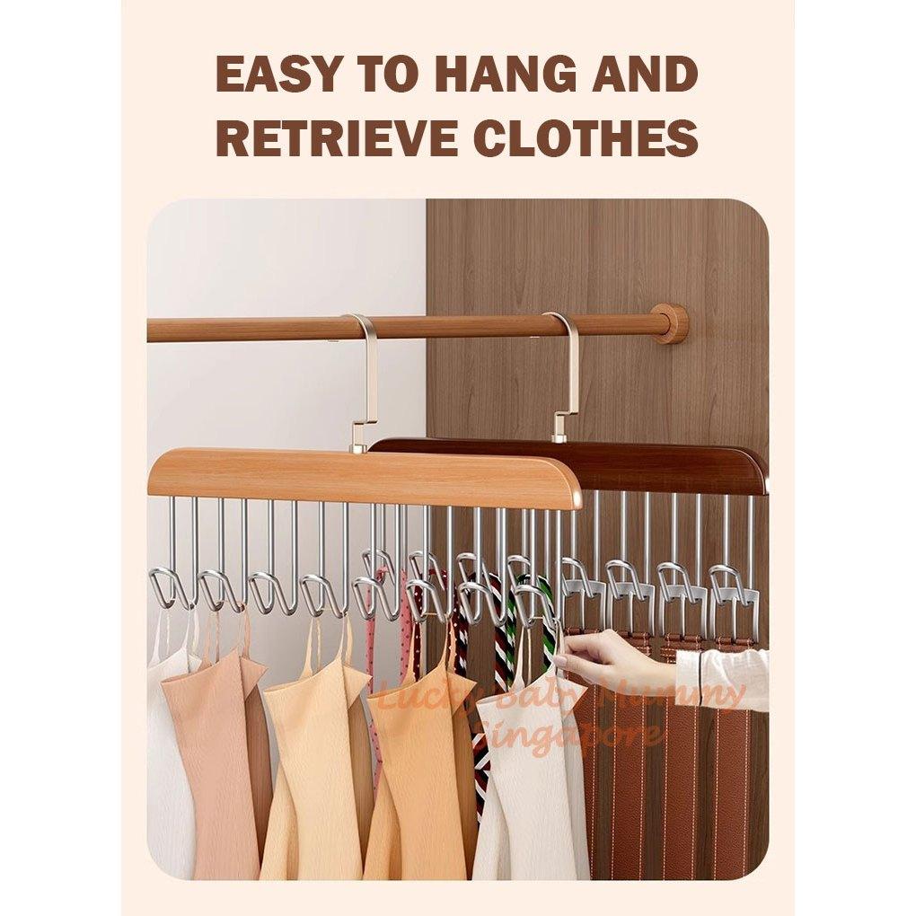 Wave Pants Hanger Multifunctional Wood Rotatable Hook Space Saving Hat Pants Sock Garment Storage Household