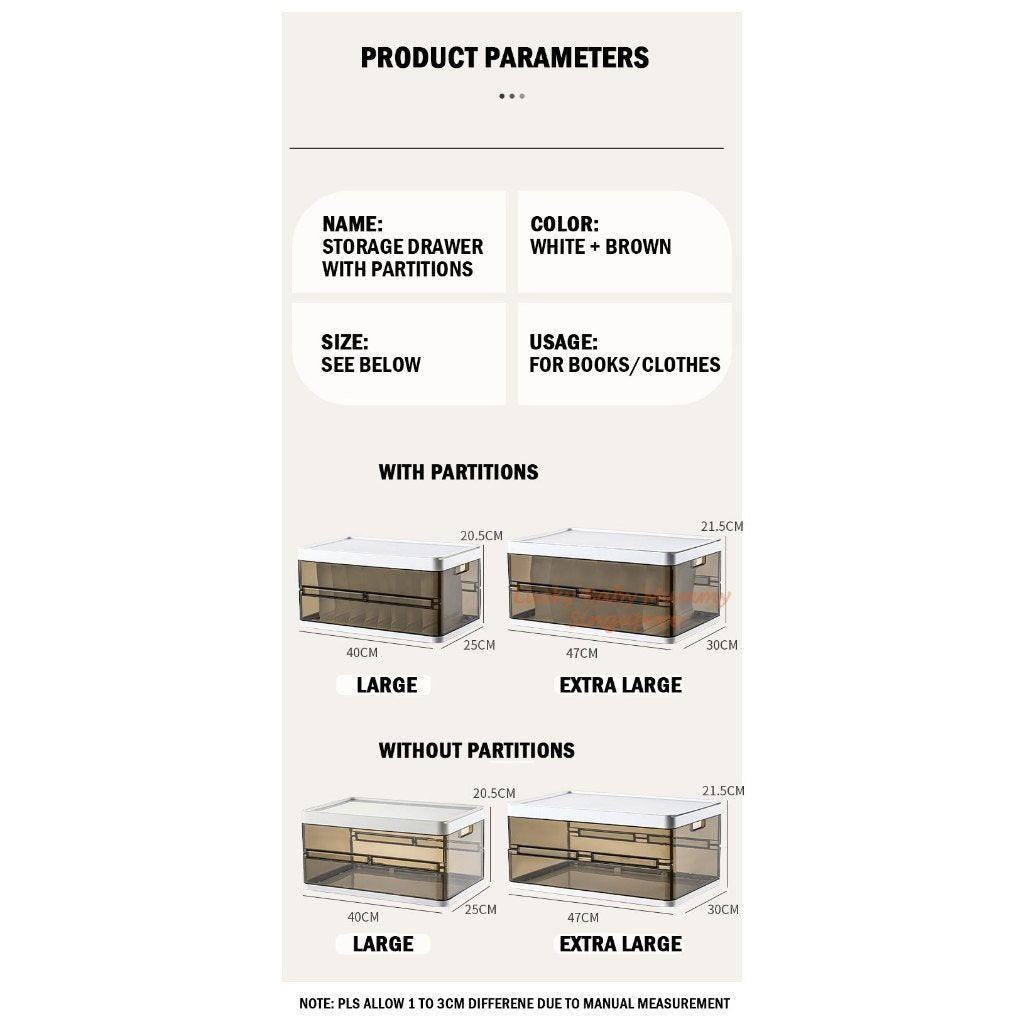 Stackable Pull-Out Storage Box with Removable Divider