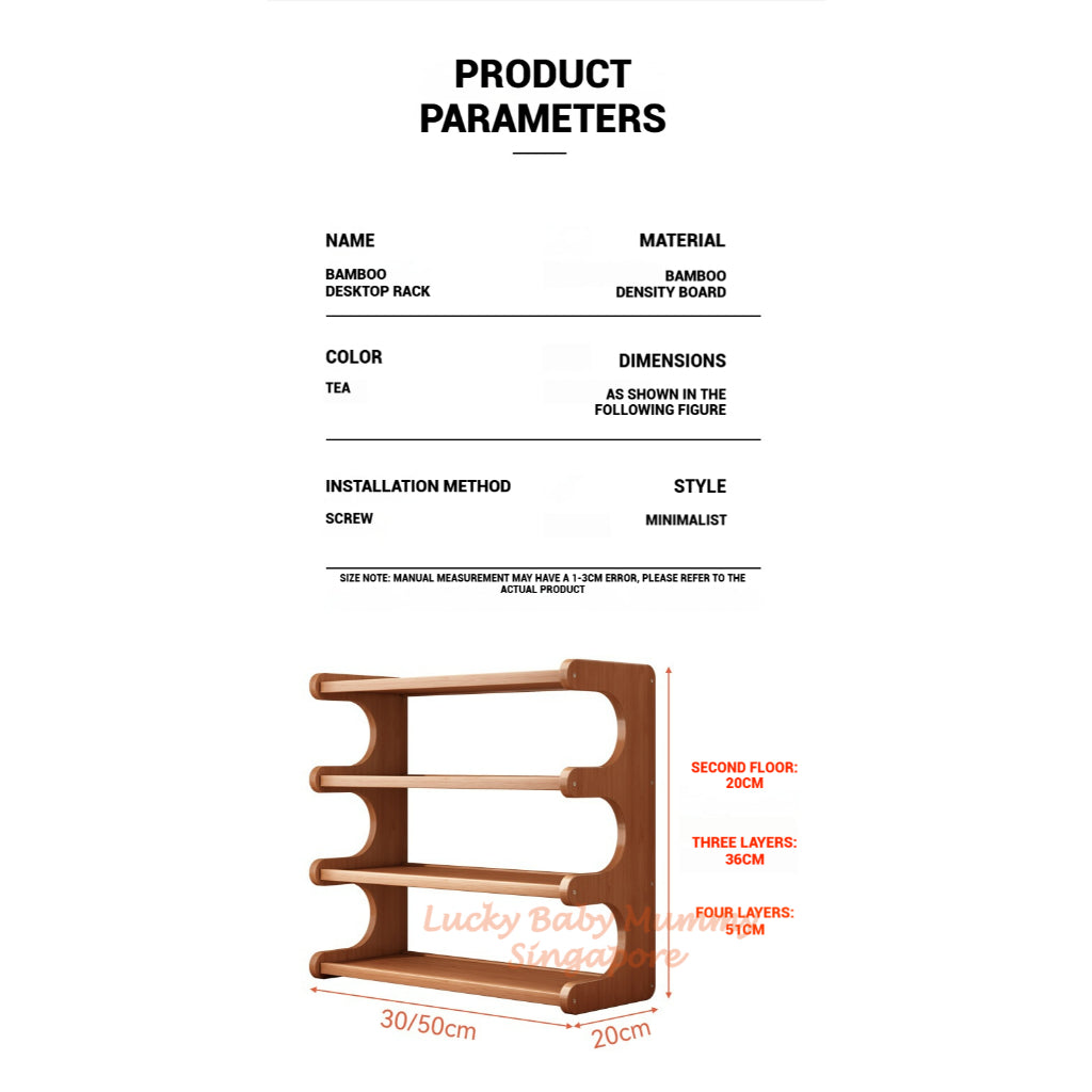 Multi-Layer Desktop Storage Rack Wood Bookshelf Kitchen Organizer Office & Home Cup Holder Shelf