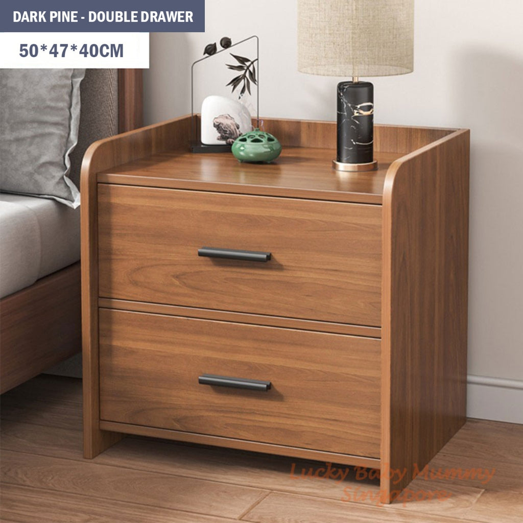 Modern Minimalist Narrow Bedside Table with Drawers