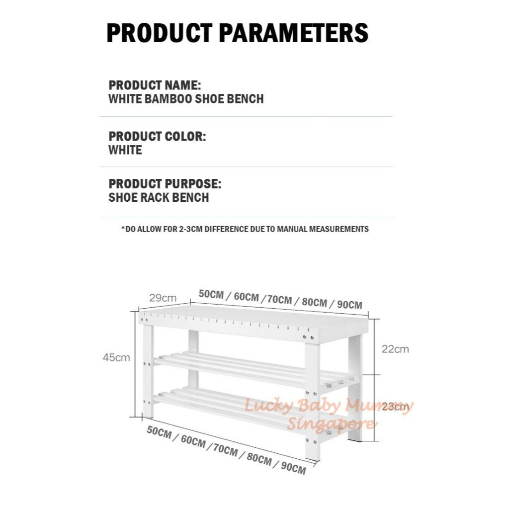 White Bamboo Shoe Bench