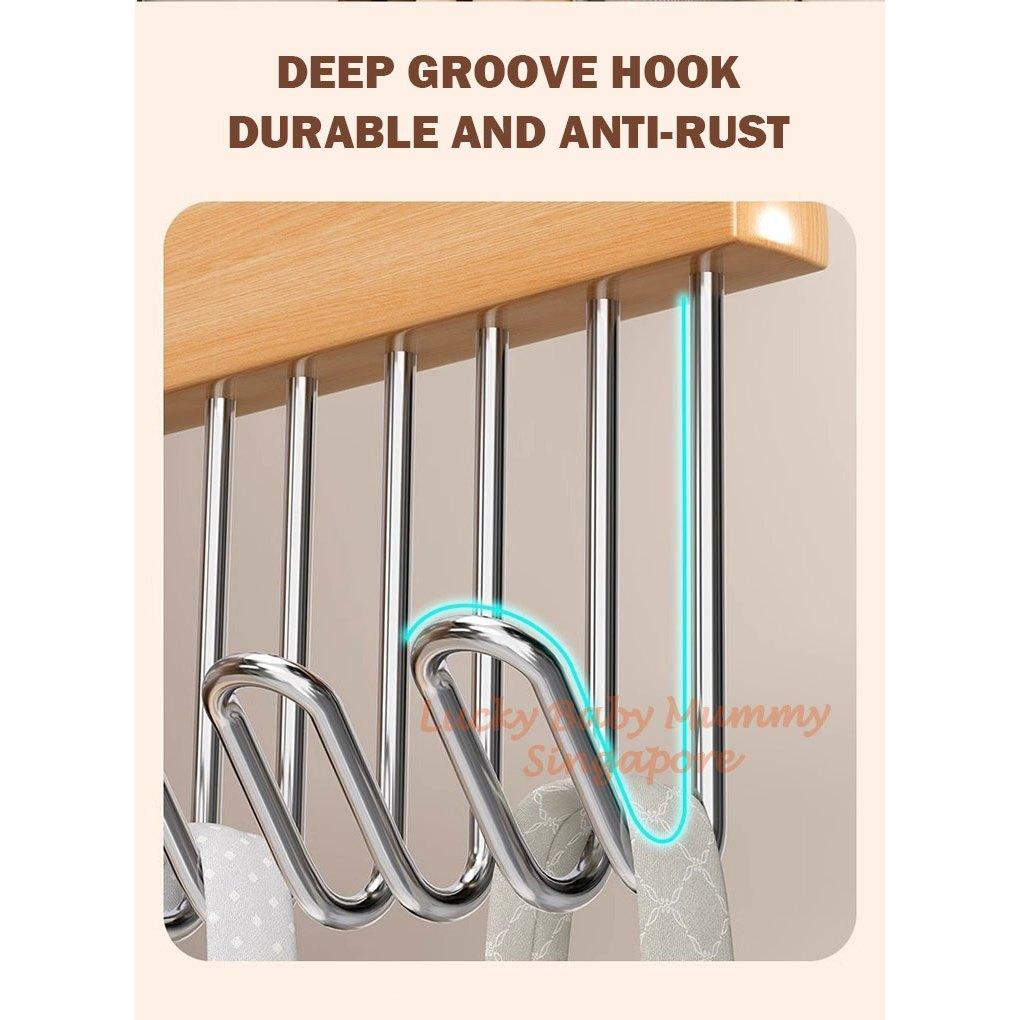 Wave Pants Hanger Multifunctional Wood Rotatable Hook Space Saving Hat Pants Sock Garment Storage Household