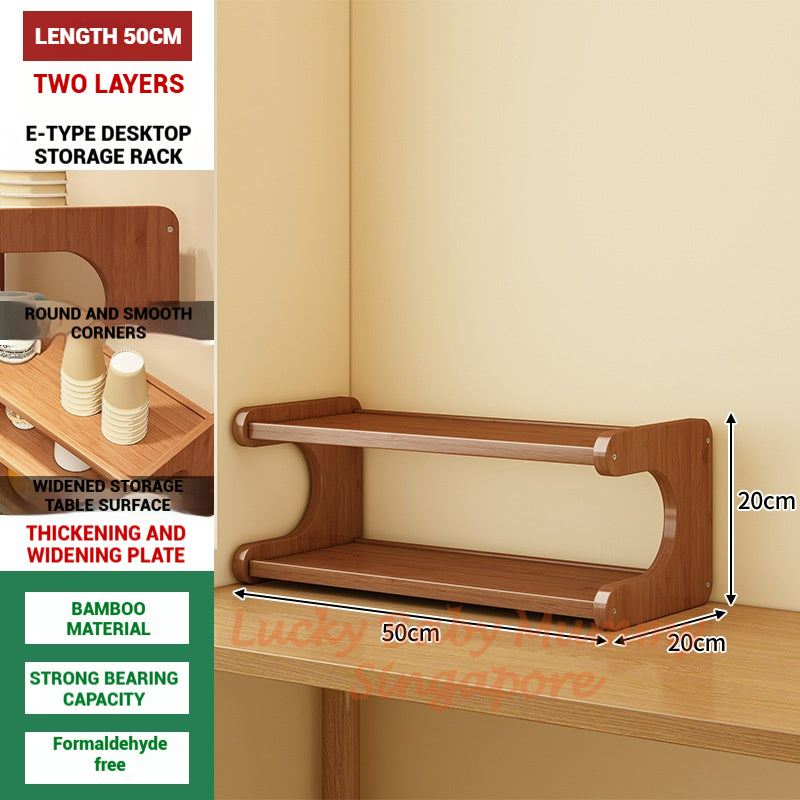 Multi-Layer Desktop Storage Rack Wood Bookshelf Kitchen Organizer Office & Home Cup Holder Shelf