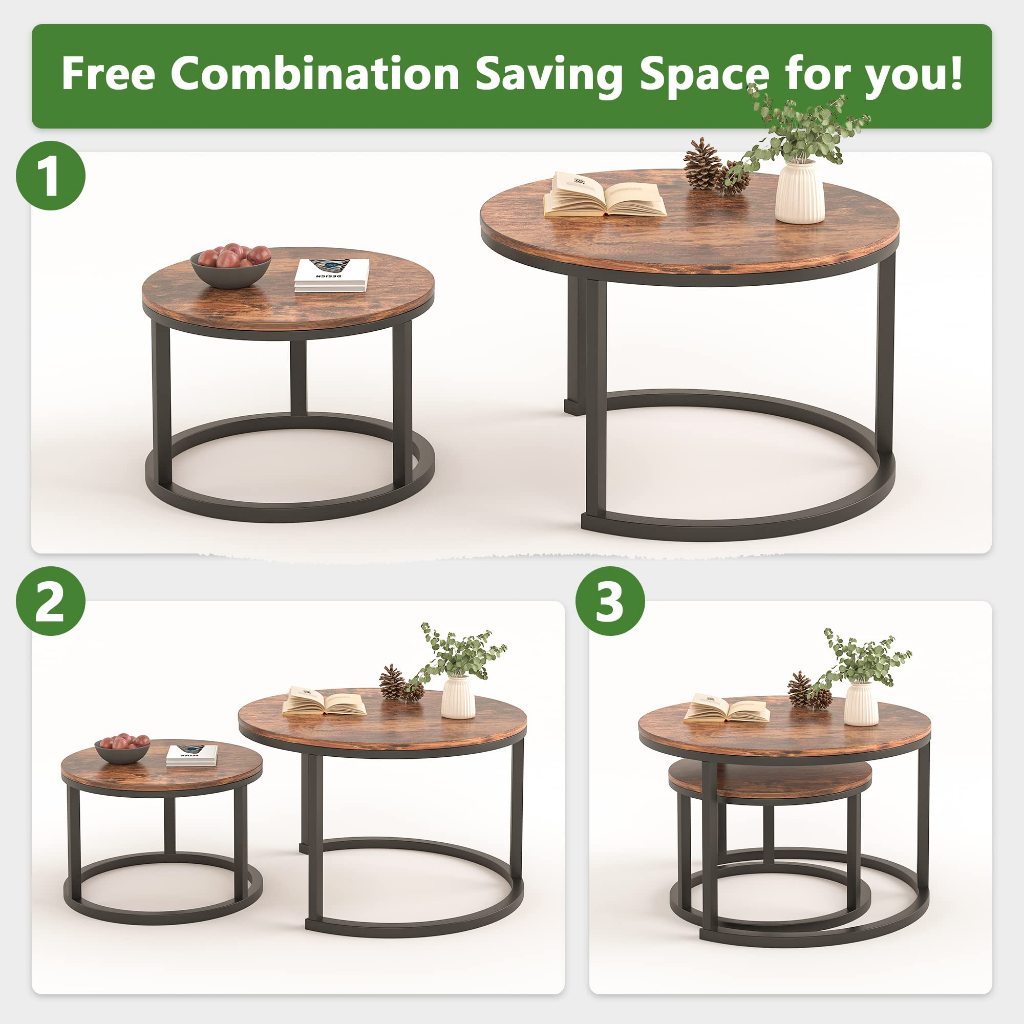 Prime 2 in 1 Round Coffee Table Set