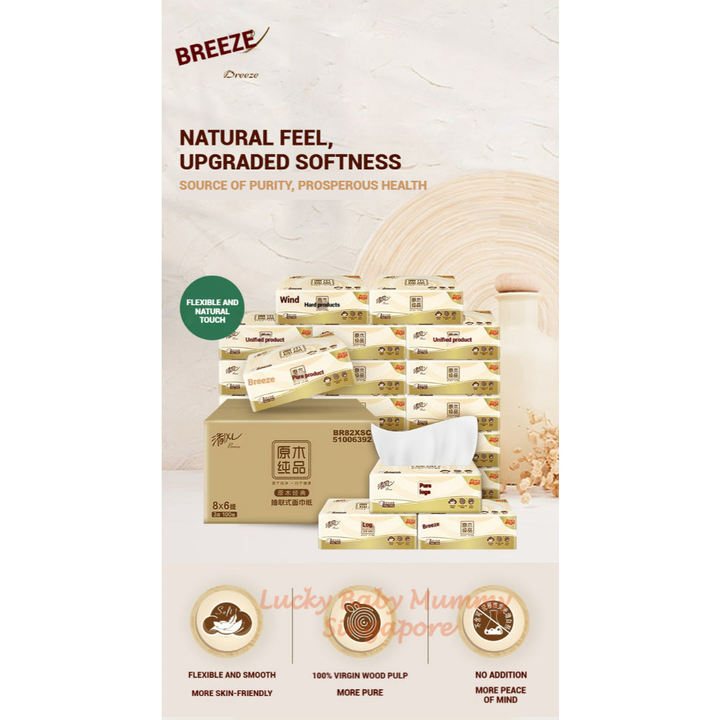 【48 Packs/Box】Breeze Drawing Tissue 3 Ply 100 Sheets Original Soft And Gentle Facial Tissue Paper