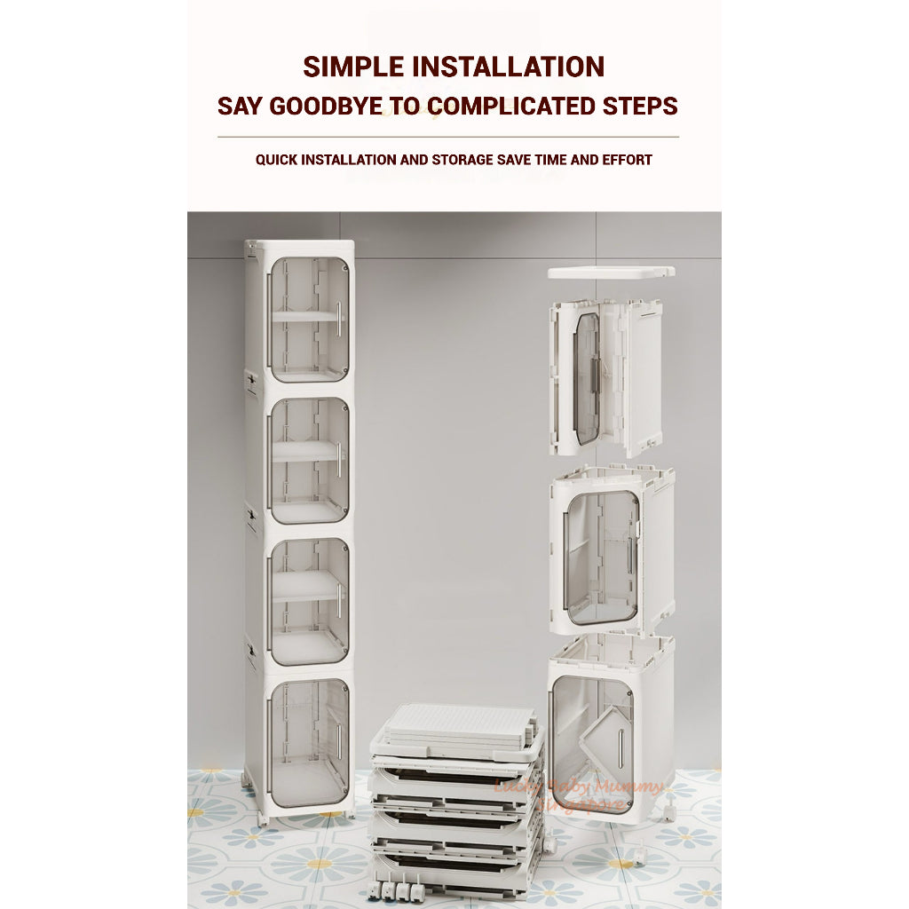 Narrow Space Multi-Layer Storage Cabinet, Compact Organizer for Bathroom, Kitchen, Laundry Room