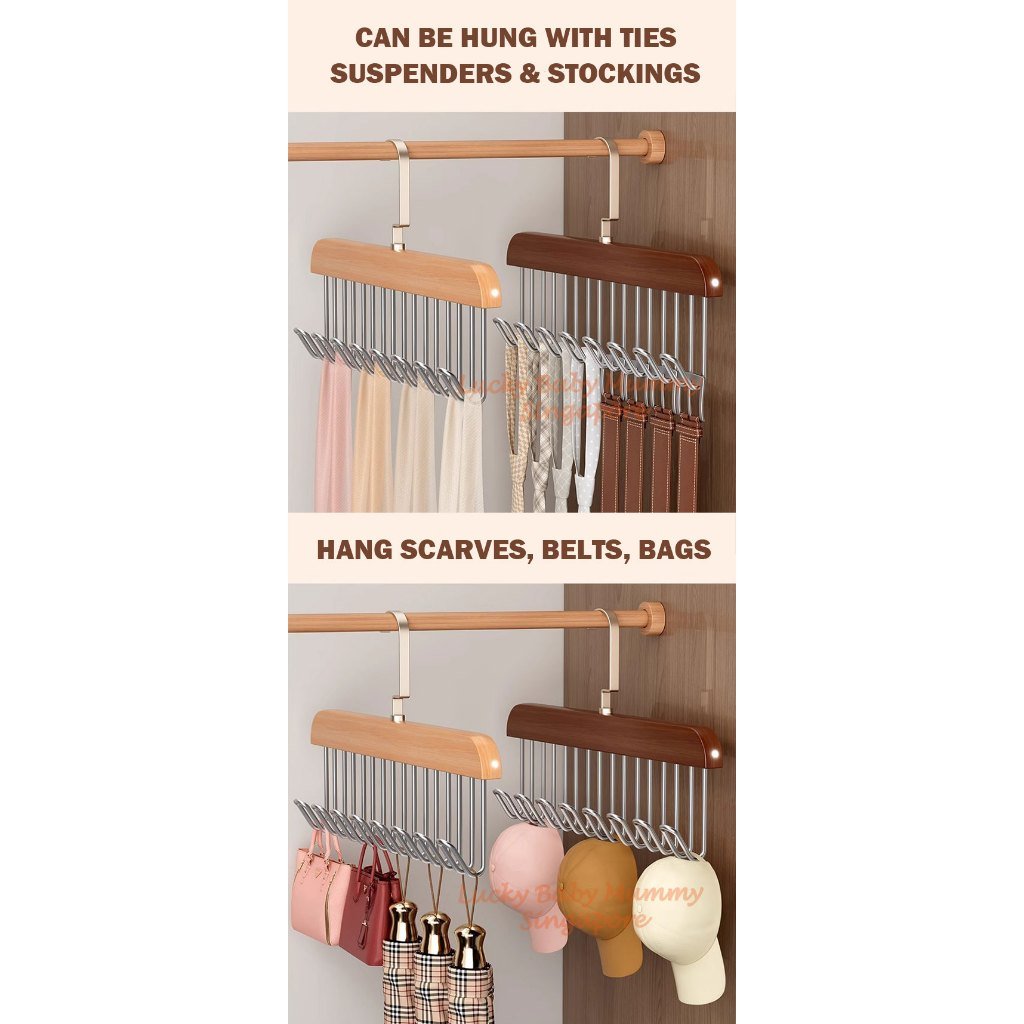 Wave Pants Hanger Multifunctional Wood Rotatable Hook Space Saving Hat Pants Sock Garment Storage Household