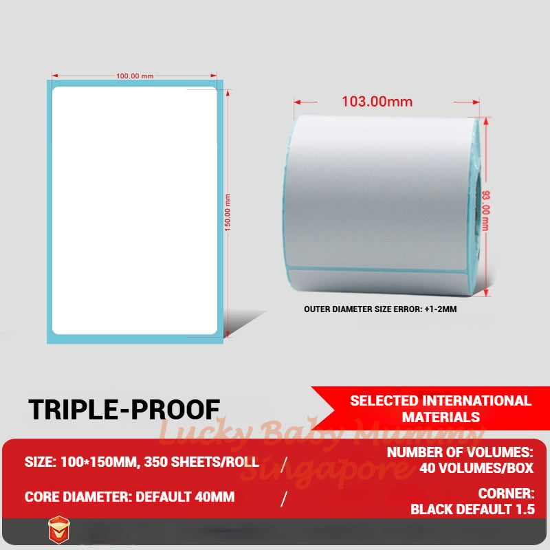(350pcs/roll) 100x150mm Thermal Label Sticker